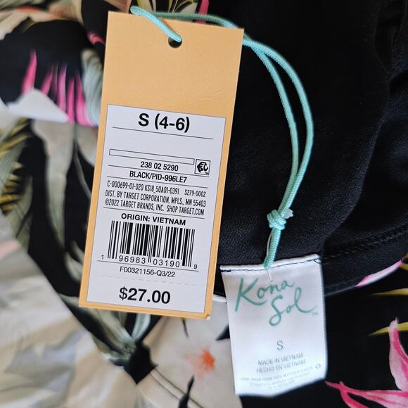 Kona Sol Blue Tropical Print Tankini Top NEW - Picture 6 of 6